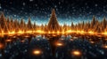 Glowing christmas trees as panorama background. Royalty Free Stock Photo