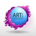 Abstract liquid shape. Modern abstract vector banner. Fluid design. Flat geometric shapes and volumetric elements. Glowing circle. Royalty Free Stock Photo