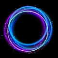 Glowing circle light effect. Nightclub lights halo ring