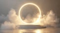 Glowing Circle on a Misty Platform Royalty Free Stock Photo