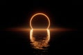 Glowing Circle over Dark Water Reflection Royalty Free Stock Photo