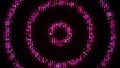 Glowing circles with numbers move on black background. Animation. Hypnotic animation with moving centralized circles of