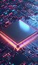 Glowing circuit board with a futuristic microprocessor design Royalty Free Stock Photo
