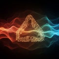A glowing circuit board pattern forms a triangular shape against a dark background. Royalty Free Stock Photo