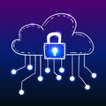 Cloud with security lock, doodle style Royalty Free Stock Photo
