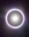 Glowing circular light ring with soft aura in purple and white gradient Royalty Free Stock Photo