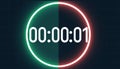 Glowing Circular Neon Timer Display Shows One Second Countdown Against Dark Digital Background Royalty Free Stock Photo