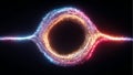 A glowing, circular ring of light and sparkling particles in blue, red, and orange hues Royalty Free Stock Photo