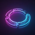 A glowing circular structure features digital design elements in Royalty Free Stock Photo