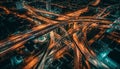 Glowing city street, traffic rush hour blur generated by AI Royalty Free Stock Photo