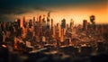 Glowing cityscape at dusk, modern and illuminated generated by AI
