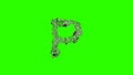 glowing clear brilliants letter P on green screen, isolated - object 3D illustration