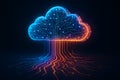 Glowing cloud circuit board with vibrant data streams Royalty Free Stock Photo