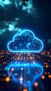 Glowing cloud computing data transfer abstract illustration digital technology Royalty Free Stock Photo