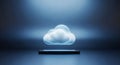 Glowing Cloud Computing Icon Hovers Above Smartphone Digital Technology Concept AI generated. Royalty Free Stock Photo