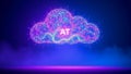 A glowing cloud formation with the letters at in the center on a blue and purple gradient background Royalty Free Stock Photo