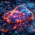 AI-powered cloud computing with futuristic data streams