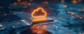 The glowing cloud icon symbolizing cloud computing on a digital microchip AI generated image Royalty Free Stock Photo