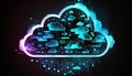 Glowing Cloud icon technology concept, exploded panel with cloud services Royalty Free Stock Photo
