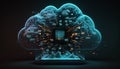 Glowing Cloud icon technology concept, exploded panel with cloud services Royalty Free Stock Photo