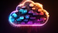 Glowing Cloud icon technology concept, exploded panel with cloud services Royalty Free Stock Photo