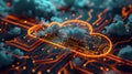 The Glowing Cloud Network.AI generated image Royalty Free Stock Photo