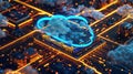 The glowing cloud network.AI generated image Royalty Free Stock Photo