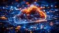 Glowing cloud over an interconnected digital network on a Cyber Monday, AI Generated