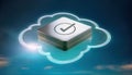 Glowing cloud structure with a check mark inside indicating approved consent and secure data practices Royalty Free Stock Photo