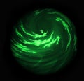 Glowing Cloudy Swirling Green Planet Orb