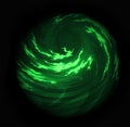 Glowing Cloudy Swirling Green Planet Orb Royalty Free Stock Photo