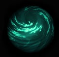 Glowing Cloudy Swirling Light Green Planet Orb