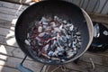 Glowing coal in a barbeque Royalty Free Stock Photo