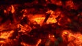 Glowing coal and fire sparks. Hot grill concept. Warm cozy burning fire Royalty Free Stock Photo