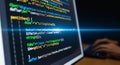 Glowing code on screen depicting software development Royalty Free Stock Photo