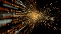 Glowing code stream quantum firewall cyber security data flow digital network golden particles abstract speed matrix hacker vibe Royalty Free Stock Photo