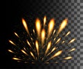 Glowing collection. Golden firework, light effects isolated on transparent background. Sunlight lens flare, stars. Shining element Royalty Free Stock Photo