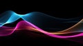 Glowing colored curve lines background, cyberspace with energy motion. Abstract pattern of multicolored waves of light in black Royalty Free Stock Photo