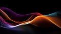 Glowing colored curve lines on black background, pattern of energy motion in dark digital space. Cyberspace with abstract Royalty Free Stock Photo