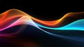 Glowing colored curve lines isolated on dark background, cyberspace energy. Abstract pattern of multicolored waves of light in Royalty Free Stock Photo