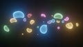Glowing colorful bubbles on dark background. Royalty Free Stock Photo