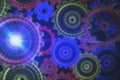 Glowing colorful cogs background