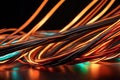 Glowing colorful data communication cables, ICT wires for technology information transfer
