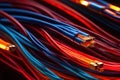Glowing colorful data communication cables, ICT wires for technology information transfer