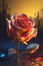 a glowing colorful magical chromatic rose generative AI