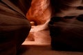 Glowing colors of Upper Antelope Canyon, the famous slot canyon in Navajo reservation near Page, Arizona, Royalty Free Stock Photo