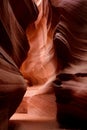 Glowing colors of Upper Antelope Canyon, the famous slot canyon in Navajo reservation near Page, Arizona, Royalty Free Stock Photo