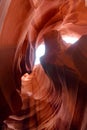 Glowing colors of Upper Antelope Canyon, the famous slot canyon in Navajo reservation near Page, Arizona, Royalty Free Stock Photo