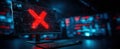 The glowing computer screen displaying an error message in a cybersecurity setting. AI generated image Royalty Free Stock Photo