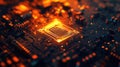 Glowing cpu on an advanced circuit board concept Royalty Free Stock Photo